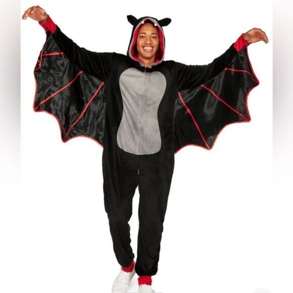NWT Tipsy Elves Men’s Bat Halloween Costume Full Zip One Piece Jumpsuit- Size Me - Picture 1 of 10